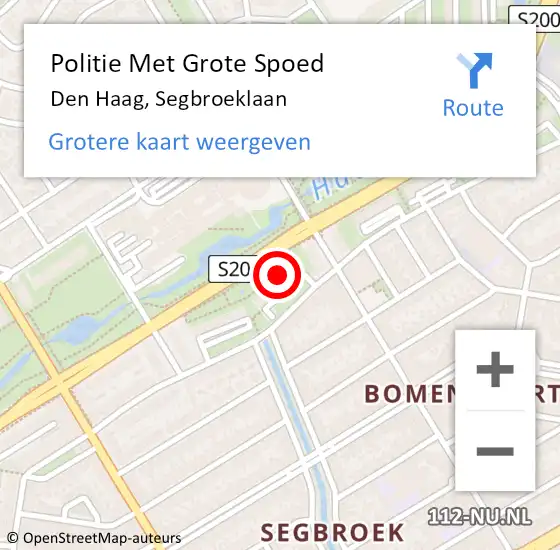 Locatie op kaart van de 112 melding: Politie Met Grote Spoed Naar Den Haag, Segbroeklaan op 11 oktober 2022 08:20