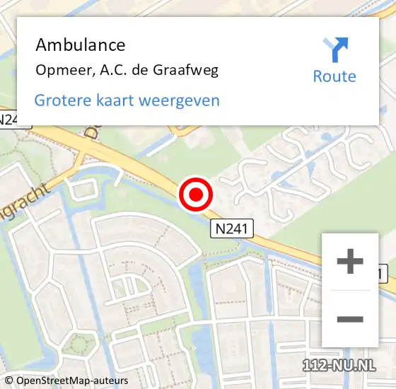Locatie op kaart van de 112 melding: Ambulance Opmeer, A.C. de Graafweg op 11 oktober 2022 08:23