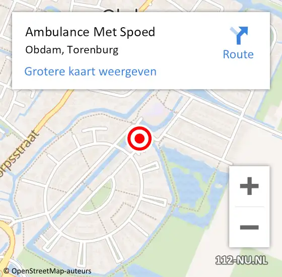 Locatie op kaart van de 112 melding: Ambulance Met Spoed Naar Obdam, Torenburg op 11 oktober 2022 08:24