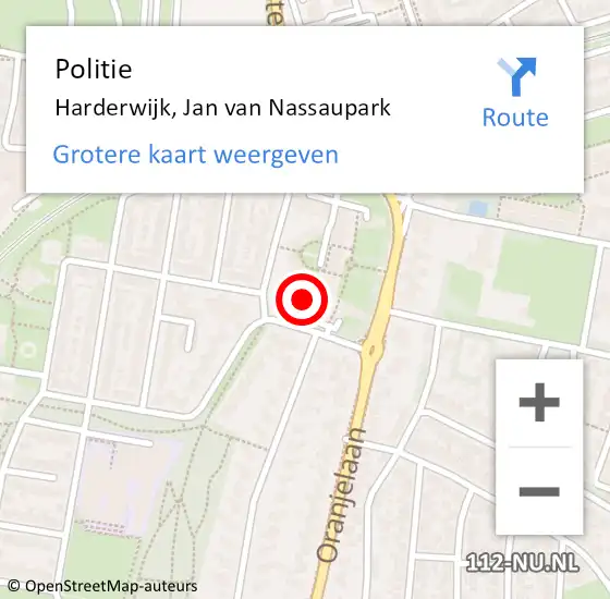 Locatie op kaart van de 112 melding: Politie Harderwijk, Jan van Nassaupark op 11 oktober 2022 08:28