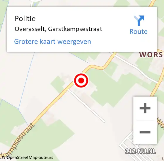 Locatie op kaart van de 112 melding: Politie Overasselt, Garstkampsestraat op 11 oktober 2022 08:45