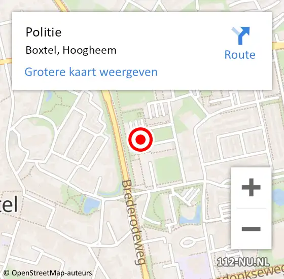 Locatie op kaart van de 112 melding: Politie Boxtel, Hoogheem op 11 oktober 2022 08:45