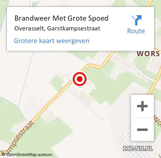 Locatie op kaart van de 112 melding: Brandweer Met Grote Spoed Naar Overasselt, Garstkampsestraat op 11 oktober 2022 08:45