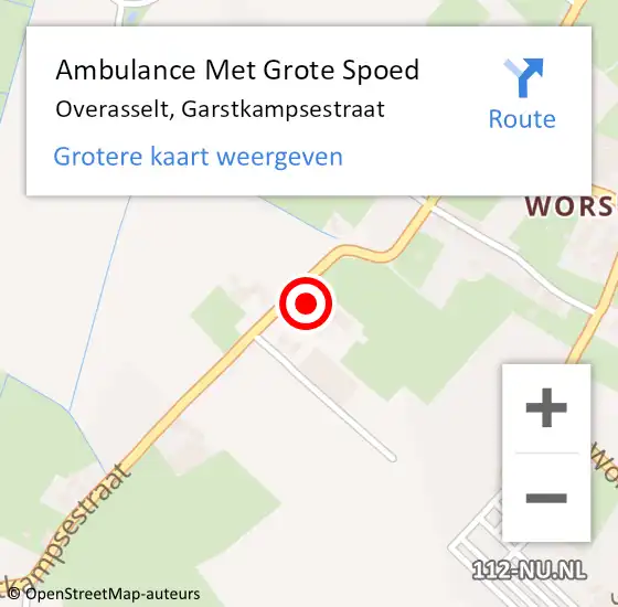 Locatie op kaart van de 112 melding: Ambulance Met Grote Spoed Naar Overasselt, Garstkampsestraat op 11 oktober 2022 08:47