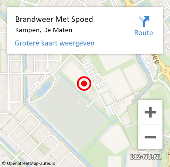 Locatie op kaart van de 112 melding: Brandweer Met Spoed Naar Kampen, De Maten op 11 oktober 2022 08:53