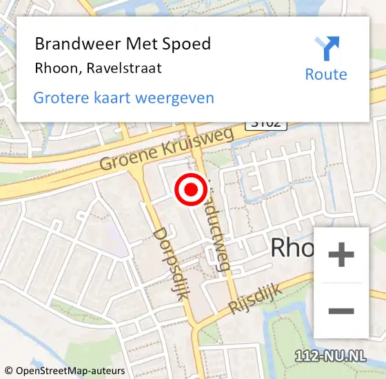 Locatie op kaart van de 112 melding: Brandweer Met Spoed Naar Rhoon, Ravelstraat op 11 oktober 2022 08:59