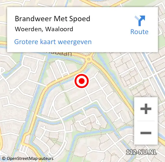 Locatie op kaart van de 112 melding: Brandweer Met Spoed Naar Woerden, Waaloord op 11 oktober 2022 09:01