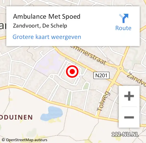 Locatie op kaart van de 112 melding: Ambulance Met Spoed Naar Zandvoort, De Schelp op 11 oktober 2022 09:01