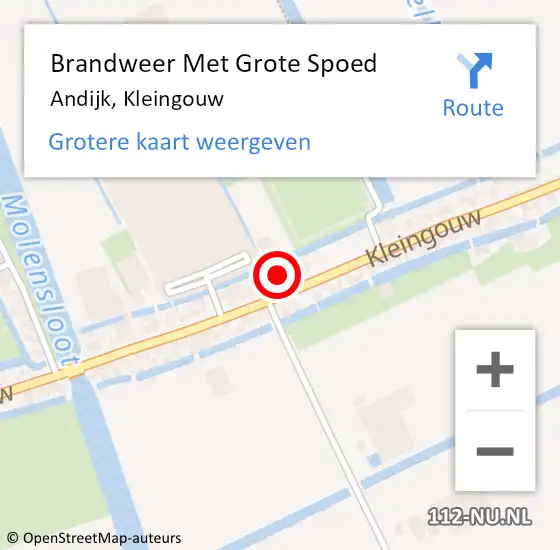 Locatie op kaart van de 112 melding: Brandweer Met Grote Spoed Naar Andijk, Kleingouw op 11 oktober 2022 09:02