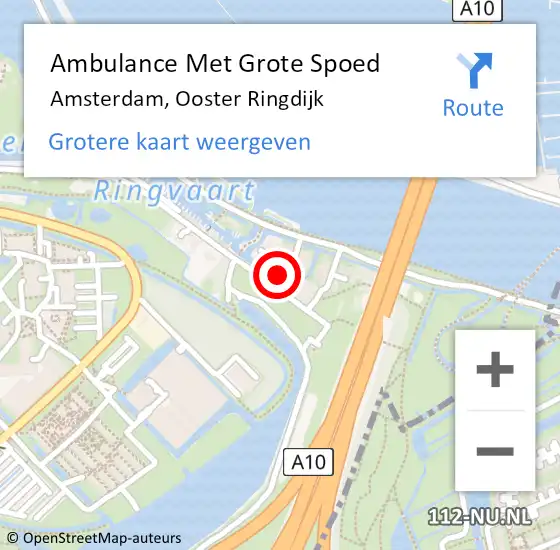 Locatie op kaart van de 112 melding: Ambulance Met Grote Spoed Naar Amsterdam, Ooster Ringdijk op 11 oktober 2022 09:09