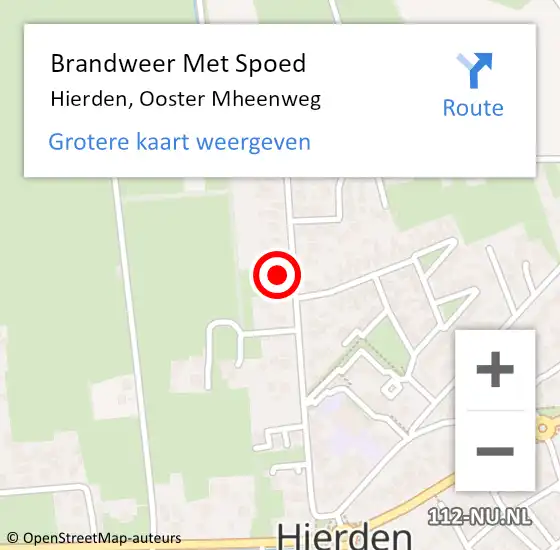 Locatie op kaart van de 112 melding: Brandweer Met Spoed Naar Hierden, Ooster Mheenweg op 11 oktober 2022 09:18