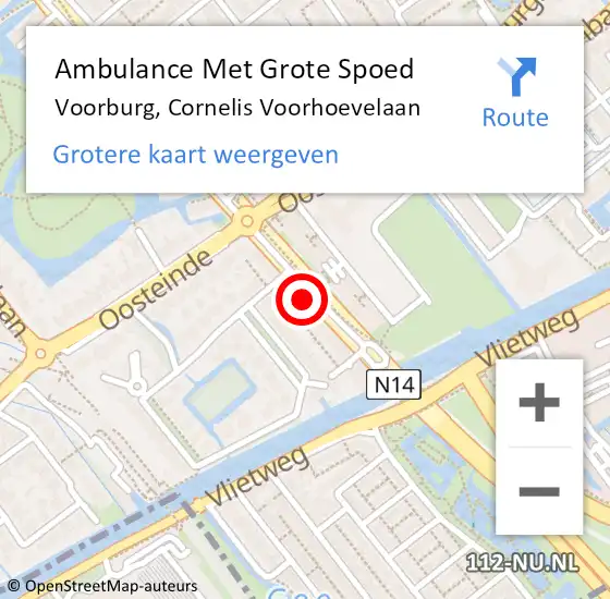 Locatie op kaart van de 112 melding: Ambulance Met Grote Spoed Naar Voorburg, Cornelis Voorhoevelaan op 11 oktober 2022 09:20