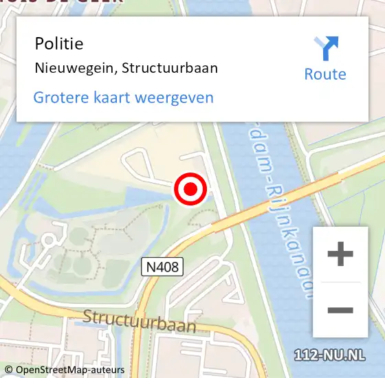 Locatie op kaart van de 112 melding: Politie Nieuwegein, Structuurbaan op 11 oktober 2022 09:29