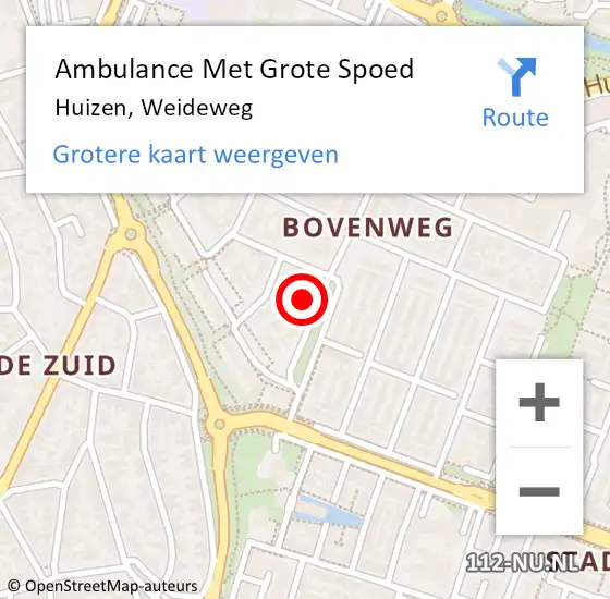 Locatie op kaart van de 112 melding: Ambulance Met Grote Spoed Naar Huizen, Weideweg op 11 oktober 2022 09:32