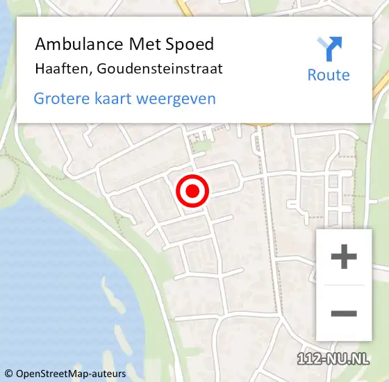 Locatie op kaart van de 112 melding: Ambulance Met Spoed Naar Haaften, Goudensteinstraat op 11 oktober 2022 09:47