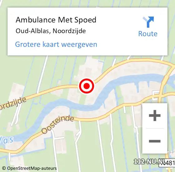 Locatie op kaart van de 112 melding: Ambulance Met Spoed Naar Oud-Alblas, Noordzijde op 11 oktober 2022 10:24