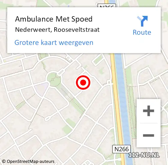 Locatie op kaart van de 112 melding: Ambulance Met Spoed Naar Nederweert, Rooseveltstraat op 11 oktober 2022 10:36