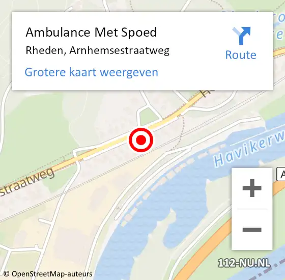 Locatie op kaart van de 112 melding: Ambulance Met Spoed Naar Rheden, Arnhemsestraatweg op 11 oktober 2022 10:43