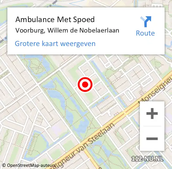 Locatie op kaart van de 112 melding: Ambulance Met Spoed Naar Voorburg, Willem de Nobelaerlaan op 11 oktober 2022 11:16