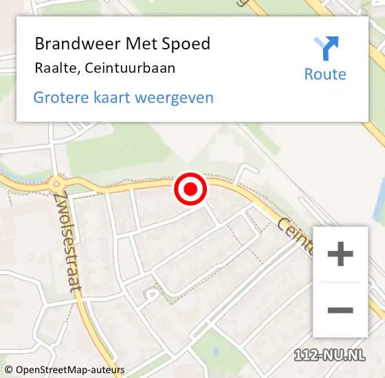 Locatie op kaart van de 112 melding: Brandweer Met Spoed Naar Raalte, Ceintuurbaan op 11 oktober 2022 11:26