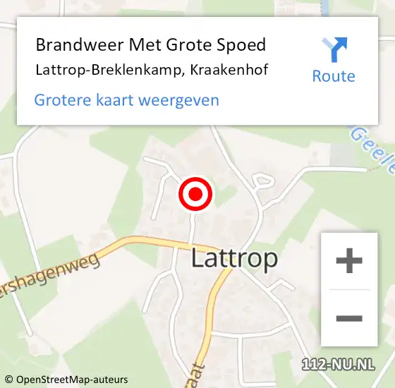 Locatie op kaart van de 112 melding: Brandweer Met Grote Spoed Naar Lattrop-Breklenkamp, Kraakenhof op 11 oktober 2022 11:26