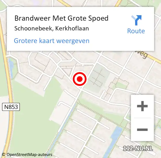 Locatie op kaart van de 112 melding: Brandweer Met Grote Spoed Naar Schoonebeek, Kerkhoflaan op 11 oktober 2022 11:30