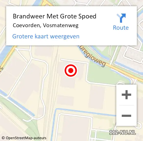 Locatie op kaart van de 112 melding: Brandweer Met Grote Spoed Naar Coevorden, Vosmatenweg op 11 oktober 2022 11:40