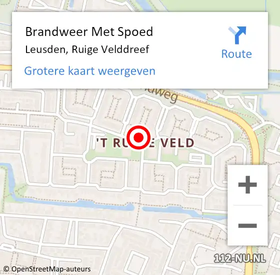 Locatie op kaart van de 112 melding: Brandweer Met Spoed Naar Leusden, Ruige Velddreef op 11 oktober 2022 11:44