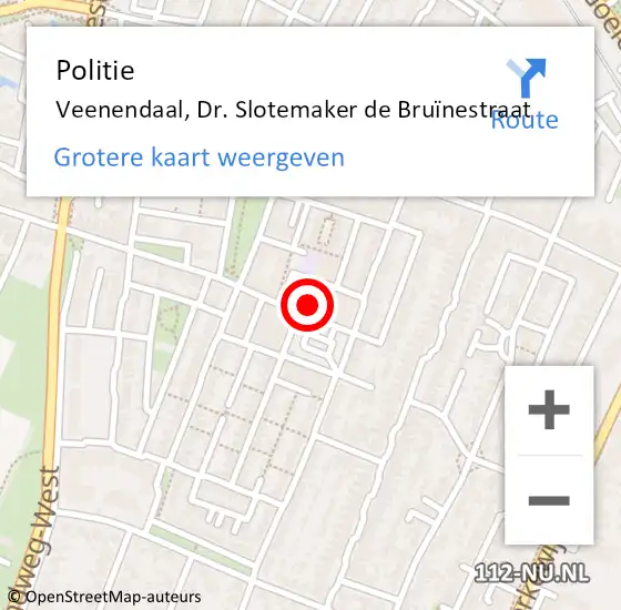 Locatie op kaart van de 112 melding: Politie Veenendaal, Dr. Slotemaker de Bruïnestraat op 11 oktober 2022 11:48