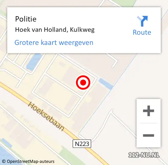 Locatie op kaart van de 112 melding: Politie Hoek van Holland, Kulkweg op 11 oktober 2022 12:05