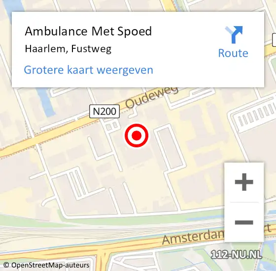 Locatie op kaart van de 112 melding: Ambulance Met Spoed Naar Haarlem, Fustweg op 11 oktober 2022 12:06