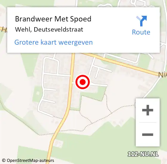 Locatie op kaart van de 112 melding: Brandweer Met Spoed Naar Wehl, Deutseveldstraat op 11 oktober 2022 12:17