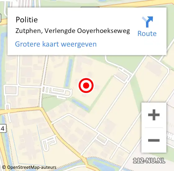 Locatie op kaart van de 112 melding: Politie Zutphen, Verlengde Ooyerhoekseweg op 11 oktober 2022 12:32