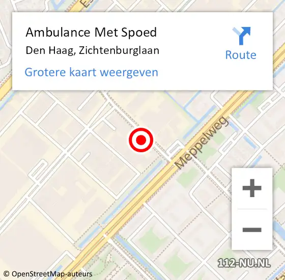 Locatie op kaart van de 112 melding: Ambulance Met Spoed Naar Den Haag, Zichtenburglaan op 11 oktober 2022 12:43