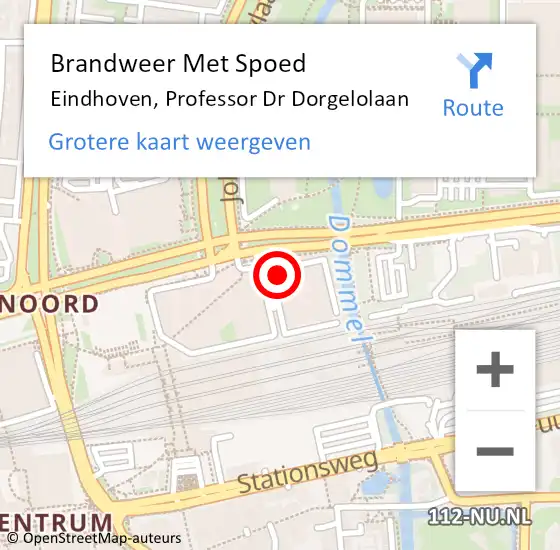Locatie op kaart van de 112 melding: Brandweer Met Spoed Naar Eindhoven, Professor Dr Dorgelolaan op 11 oktober 2022 12:53