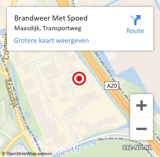 Locatie op kaart van de 112 melding: Brandweer Met Spoed Naar Maasdijk, Transportweg op 11 oktober 2022 13:03