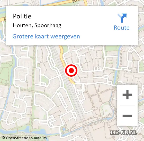 Locatie op kaart van de 112 melding: Politie Houten, Spoorhaag op 11 oktober 2022 13:04