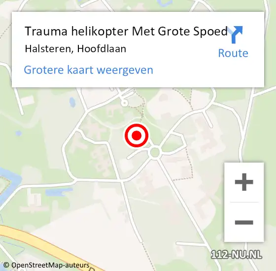 Locatie op kaart van de 112 melding: Trauma helikopter Met Grote Spoed Naar Halsteren, Hoofdlaan op 11 oktober 2022 13:07