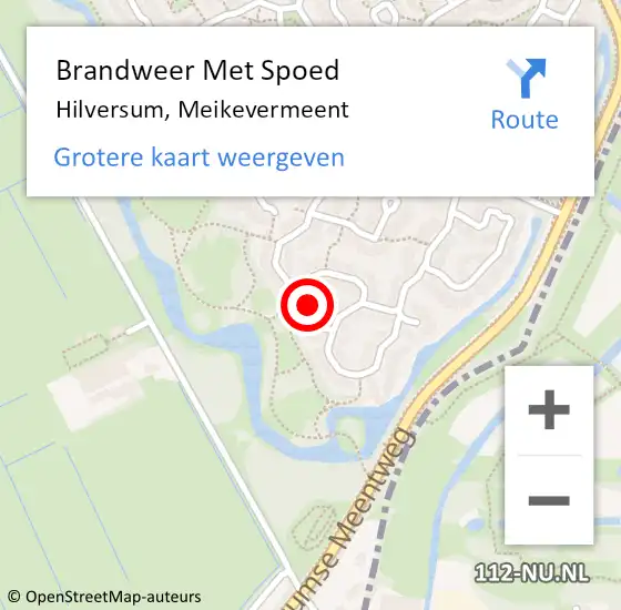 Locatie op kaart van de 112 melding: Brandweer Met Spoed Naar Hilversum, Meikevermeent op 11 oktober 2022 13:16