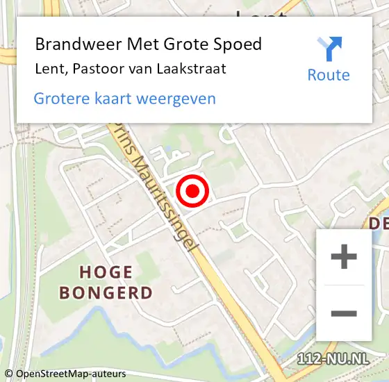 Locatie op kaart van de 112 melding: Brandweer Met Grote Spoed Naar Lent, Pastoor van Laakstraat op 11 oktober 2022 13:20