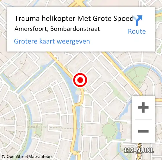 Locatie op kaart van de 112 melding: Trauma helikopter Met Grote Spoed Naar Amersfoort, Bombardonstraat op 11 oktober 2022 13:21