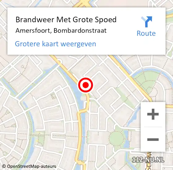 Locatie op kaart van de 112 melding: Brandweer Met Grote Spoed Naar Amersfoort, Bombardonstraat op 11 oktober 2022 13:22