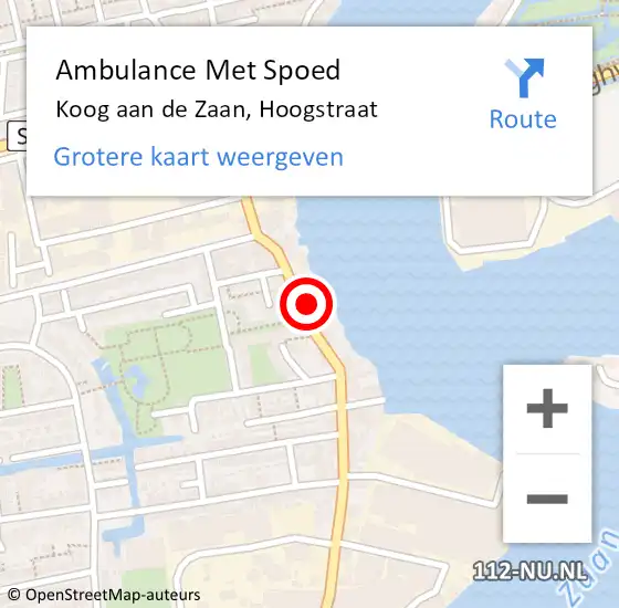 Locatie op kaart van de 112 melding: Ambulance Met Spoed Naar Koog aan de Zaan, Hoogstraat op 11 oktober 2022 13:31