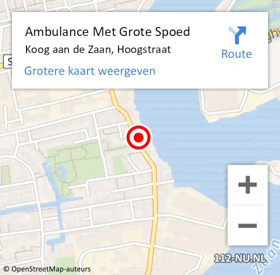 Locatie op kaart van de 112 melding: Ambulance Met Grote Spoed Naar Koog aan de Zaan, Hoogstraat op 11 oktober 2022 13:31