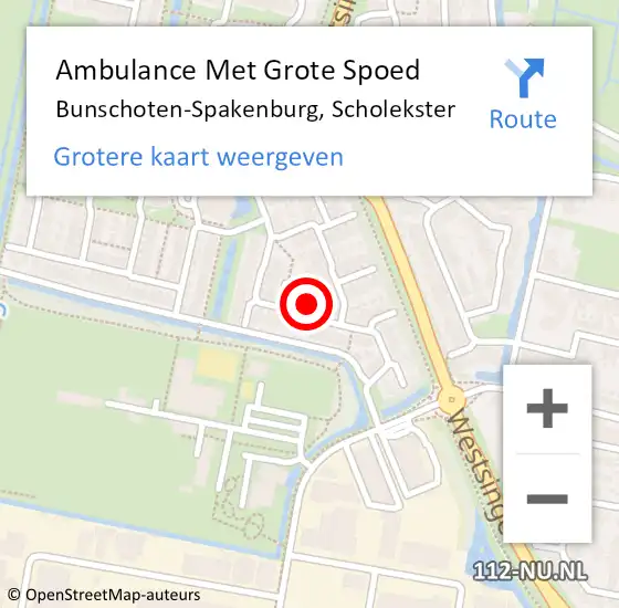 Locatie op kaart van de 112 melding: Ambulance Met Grote Spoed Naar Bunschoten-Spakenburg, Scholekster op 11 oktober 2022 13:33