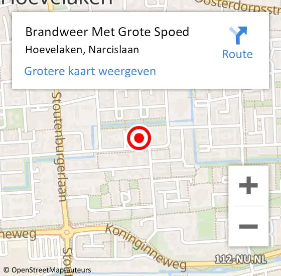 Locatie op kaart van de 112 melding: Brandweer Met Grote Spoed Naar Hoevelaken, Narcislaan op 11 oktober 2022 13:34