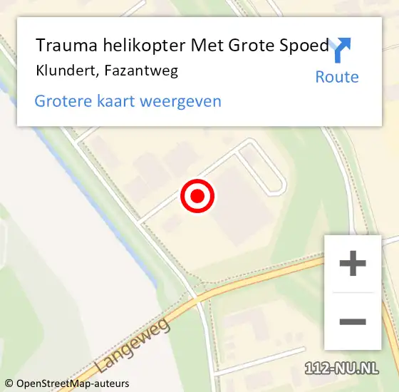 Locatie op kaart van de 112 melding: Trauma helikopter Met Grote Spoed Naar Klundert, Fazantweg op 11 oktober 2022 13:46