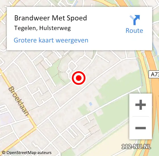 Locatie op kaart van de 112 melding: Brandweer Met Spoed Naar Tegelen, Hulsterweg op 11 oktober 2022 14:06