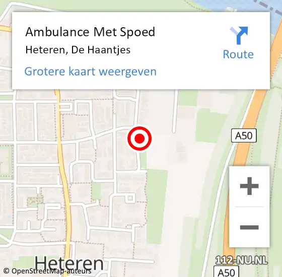 Locatie op kaart van de 112 melding: Ambulance Met Spoed Naar Heteren, De Haantjes op 11 oktober 2022 14:08