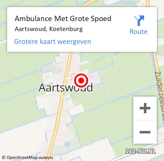 Locatie op kaart van de 112 melding: Ambulance Met Grote Spoed Naar Aartswoud, Koetenburg op 11 oktober 2022 14:17